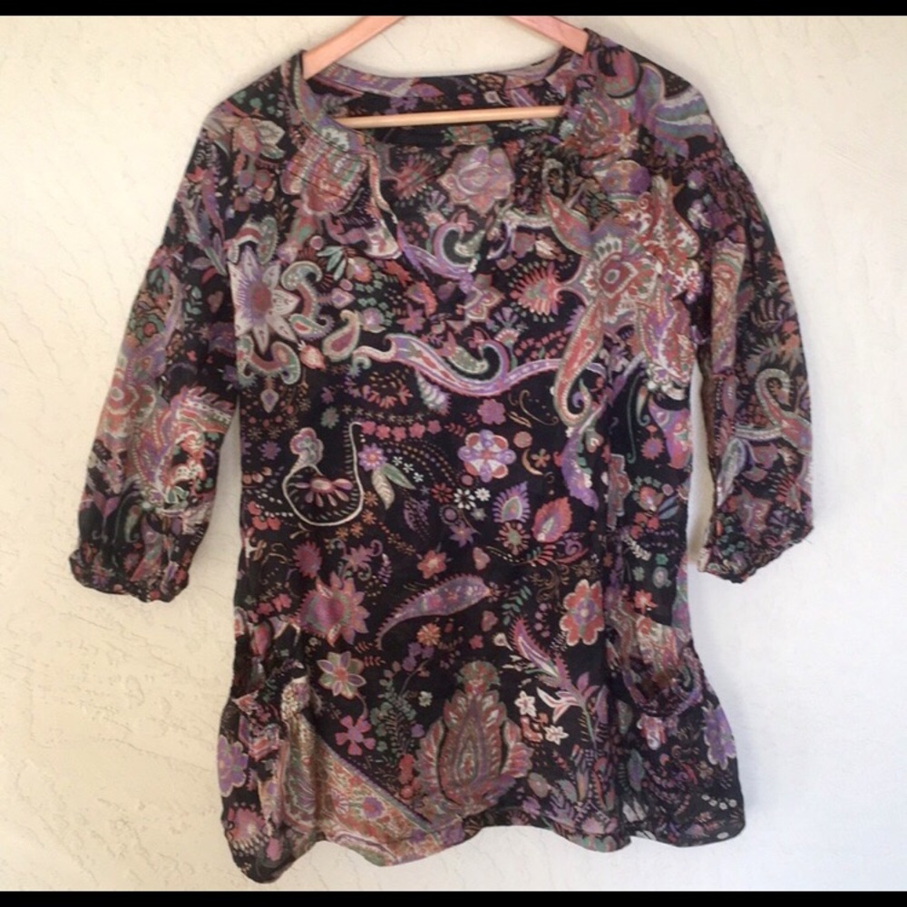 Zara paisley peasant top ~